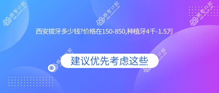 西安拔牙多少钱?价格在150-850,种植牙4千-1.5万