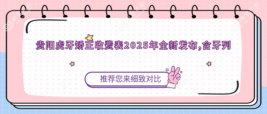 贵阳虎牙矫正收费表2025年全新发布,含牙列拥挤矫正/正畸/隐形正畸收费明细