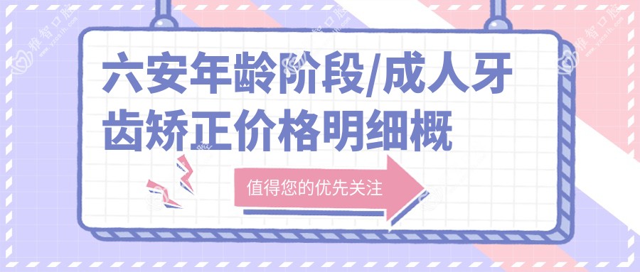 六安年龄阶段/成人牙齿矫正价格明细概览表(2025六安年龄阶段年龄阶段均价为:5558元)