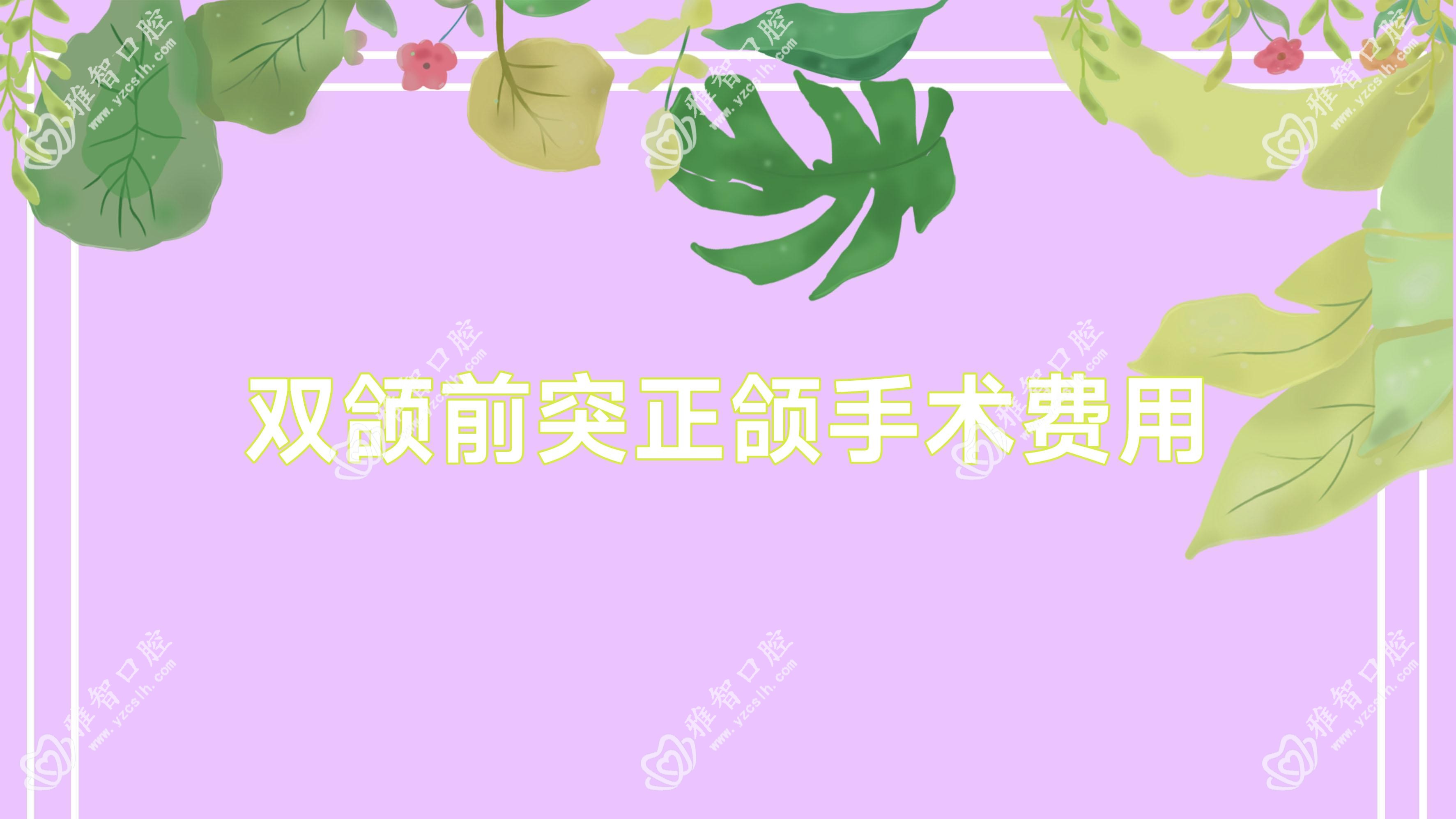 双颌前突正颌手术费用