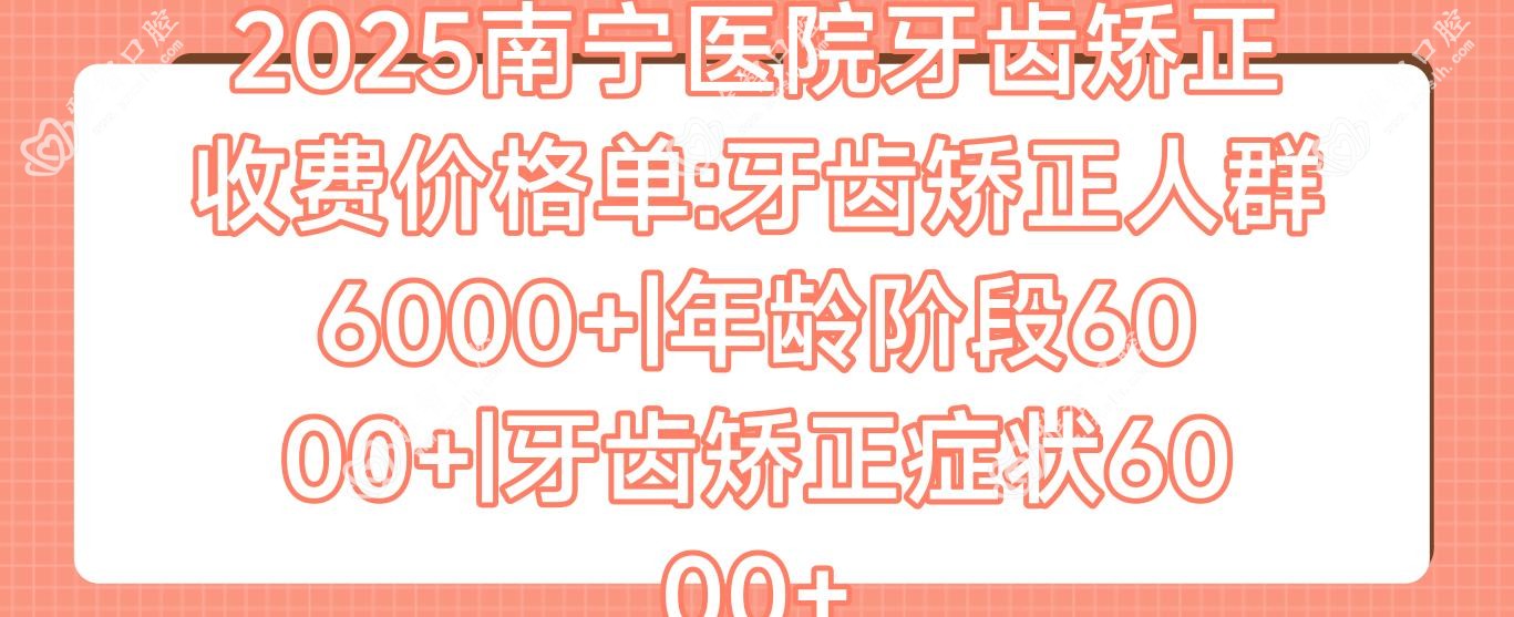 2025南宁医院牙齿矫正收费价格单:牙齿矫正人群6000+