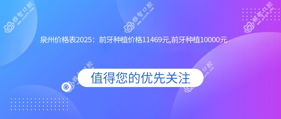 泉州价格表2025:前牙种植价格11469元,前牙种植10000元起