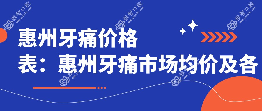 惠州牙痛价格表:惠州牙痛市场均价及各医院报价参考